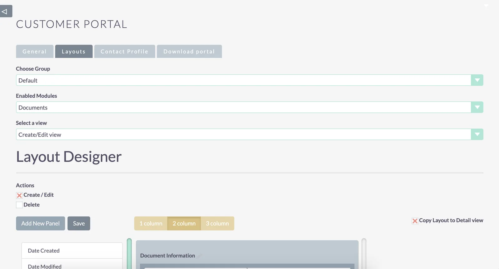 Configuring which modules and actions a customer group can use
