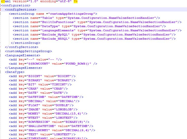 DB Converter Config